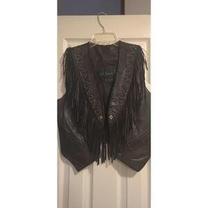 A. M. Bernardo Womens Size S Black Fringe Leather Motorcycle Jacket Used Once
